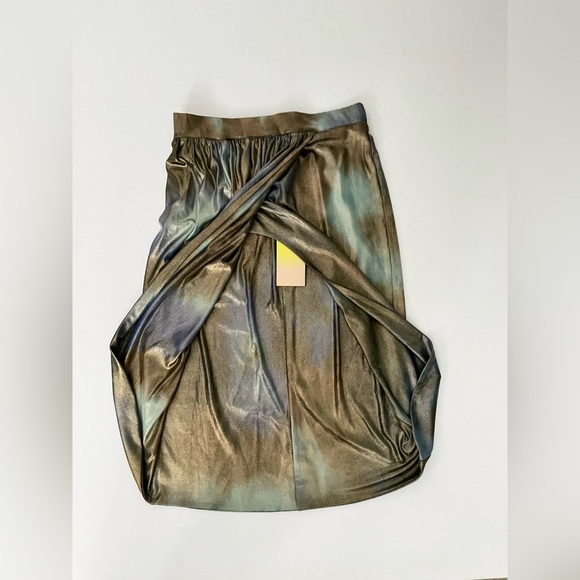 Le Superbe Take it easy Metallic Slit Multicolor Tie dye Skirt Oil Spill S - Picture 7 of 9